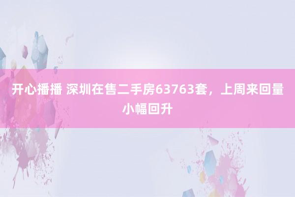 开心播播 深圳在售二手房63763套，上周来回量小幅回升