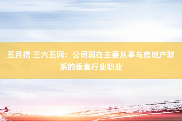 五月撸 三六五网：公司现在主要从事与房地产联系的垂直行业职业
