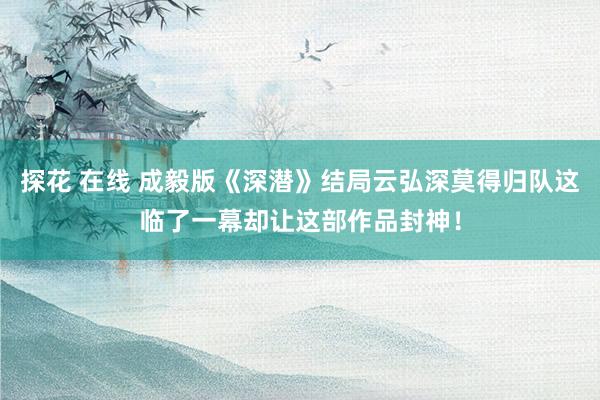 探花 在线 成毅版《深潜》结局云弘深莫得归队这临了一幕却让这部作品封神！