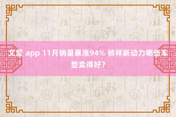 文爱 app 11月销量暴涨94% 祯祥新动力哪些车型卖得好？