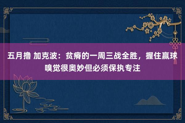 五月撸 加克波：贫瘠的一周三战全胜，握住赢球嗅觉很奥妙但必须保执专注