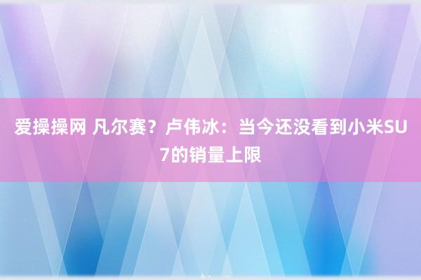 爱操操网 凡尔赛？卢伟冰：当今还没看到小米SU7的销量上限