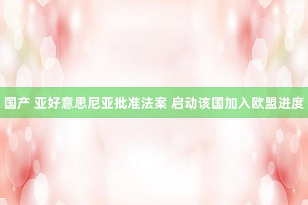 国产 亚好意思尼亚批准法案 启动该国加入欧盟进度